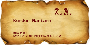 Kender Mariann névjegykártya