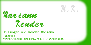 mariann kender business card